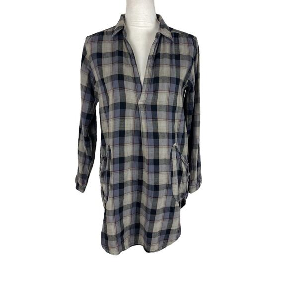 CP Shades Plaid Button Up Tunic Shirt Long Sleeve Collared Pockets Size XS - Picture 1 of 6